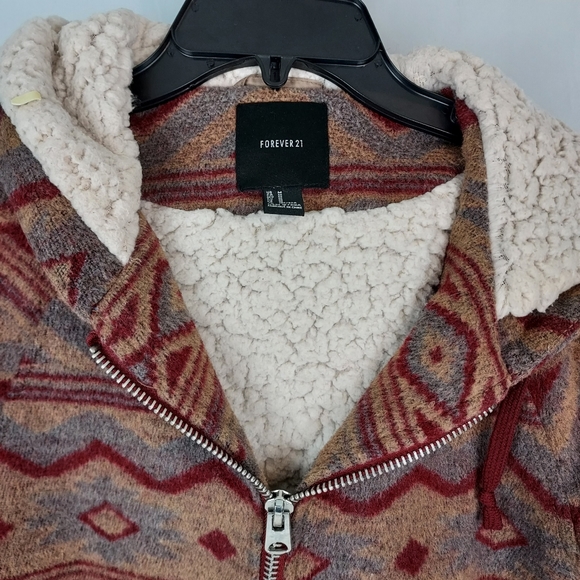 Forever 21 wool/poly Winter coat with hood, women's size Medium, tan - Picture 2 of 5